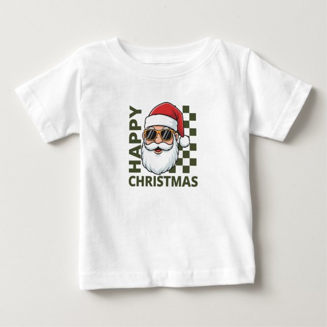 Baby Cool Happy Christmas Checkered T-Shirt (Vorderseite)