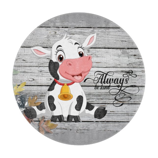 Baby Cow Rustic Grey Wooden Cutting Board Schneidebrett (Vorderseite)