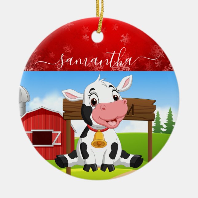 Baby Cow Weihnachtsschmuck Keramik (Vorne)