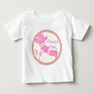 Baby-Cowgirl mit rosa Hut, Stiefeln und Pferdeanzu Baby T-shirt