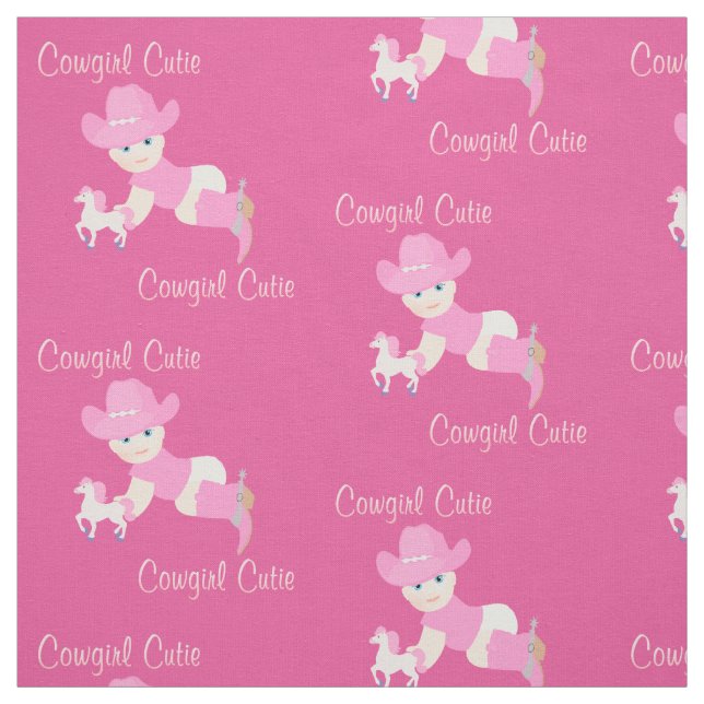 Baby-Cowgirl mit rosa Hut-und Cowboystiefel-Gewebe Stoff (Muster)