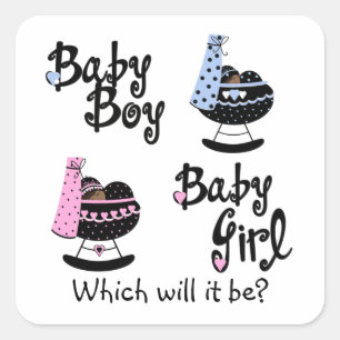 Baby Cradle American Gender Reveal Quadratischer Aufkleber
