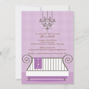 Baby Crib Babydusche Einladung Mädchen Lila