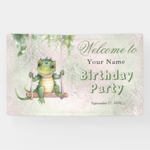 Baby Crocodile Geburtstag Begrüßung Banner