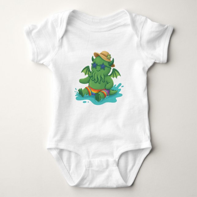 Baby Cthulhu plantscht im Wasser Strampler (Vorderseite)