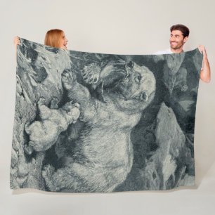 Baby Cub und Mama Polar Bear Fleecedecke