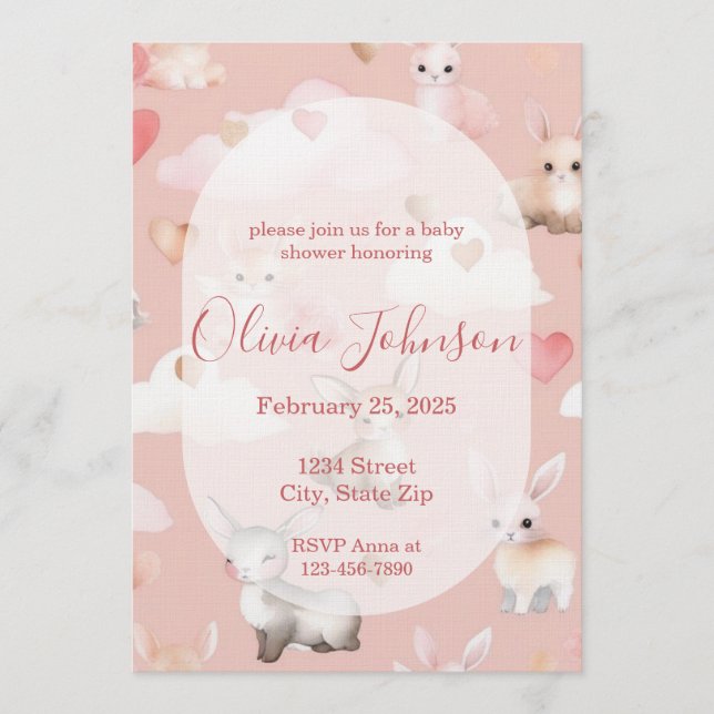 Baby Cupid Animals Baby Shower Invitation Einladung (Vorderseite)