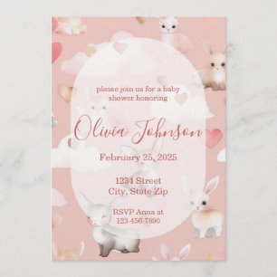 Baby-Cupid-Tiere Baby Shower Einladung