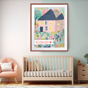 BABY Custom House Garden Illustration Poster