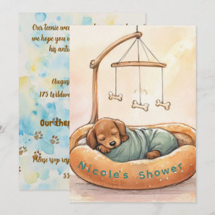 Baby-Dachshund-Digital-Download-Baby-Shower-Einlad Einladung