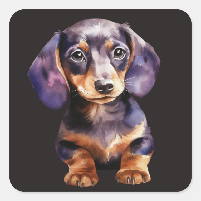 Baby Dachshund Quadratischer Aufkleber (Vorderseite)