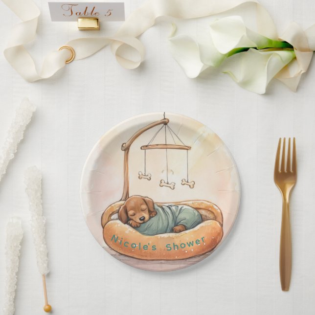 Baby-Dackel-Baby Shower  Pappteller (Hochzeit)