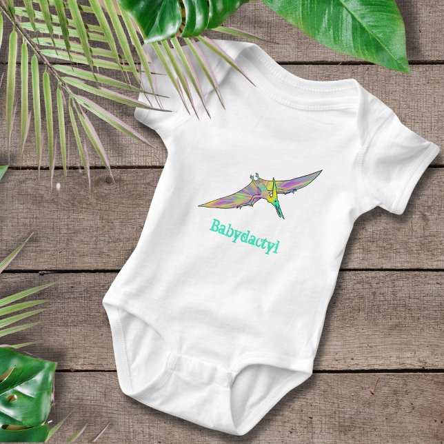 Baby dactyl Colorful Pterodactyl Niedlich Dinosaur Baby Strampler (Cute pterodactyl dinosaur funny word play fun colorful dino baby vest)