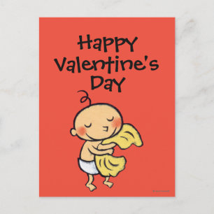 Baby, das weiche gelbe Decke umarmt Feiertagspostkarte