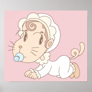 Baby, das wie eine Katze aussieht. Poster