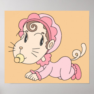 Baby, das wie eine Katze aussieht. Poster