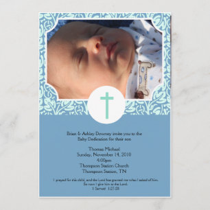 Baby Dedication BOY Taufen Foto Einladung 12x18