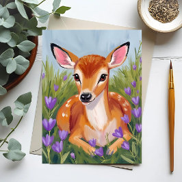 Baby Deer Fawn Animal Painting Postkarte