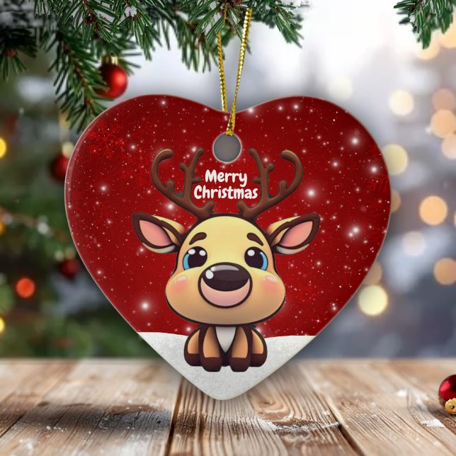 Baby Deer, Fawn, Doe 🦌 🎄Cute Merry Christmas Keramik Ornament (Von Creator hochgeladen)
