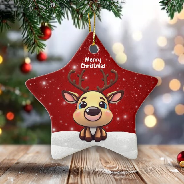 Baby Deer, Fawn, Doe 🦌 🎄Cute Merry Christmas Keramik Ornament (Von Creator hochgeladen)