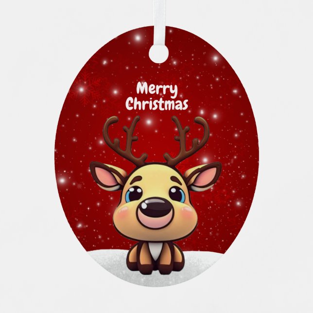 Baby Deer, Fawn, Doe 🦌 🎄Cute Merry Christmas Ornament Aus Metall (Vorderseite)