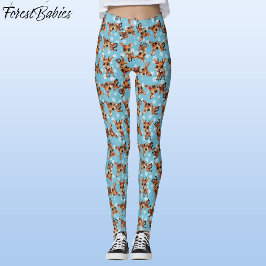 Baby Deer, Fawn, Doe, Rentier 🦌 Blau, Schneeflock Leggings