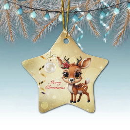 Baby Deer, Fawn, Doe, Rentier 🦌 🎄 frohe Weihnach Keramik Ornament