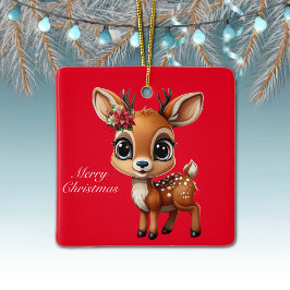 Baby Deer, Fawn, Doe, Rentier 🦌 🎄 frohe Weihnach Keramikornament