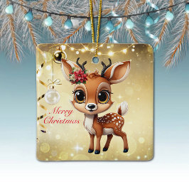 Baby Deer, Fawn, Doe, Rentier 🦌 🎄 frohe Weihnach Keramikornament