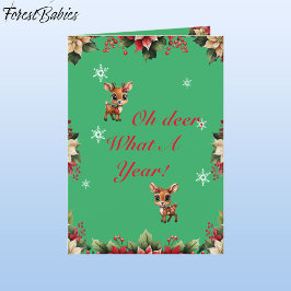 Baby Deer, Fawn, Doe, Rentier 🦌 grün Feiertagskarte