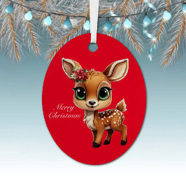 Baby Deer, Fawn, 🦌 Niedlich frohe Weihnachten 🎄 Ornament Aus Metall