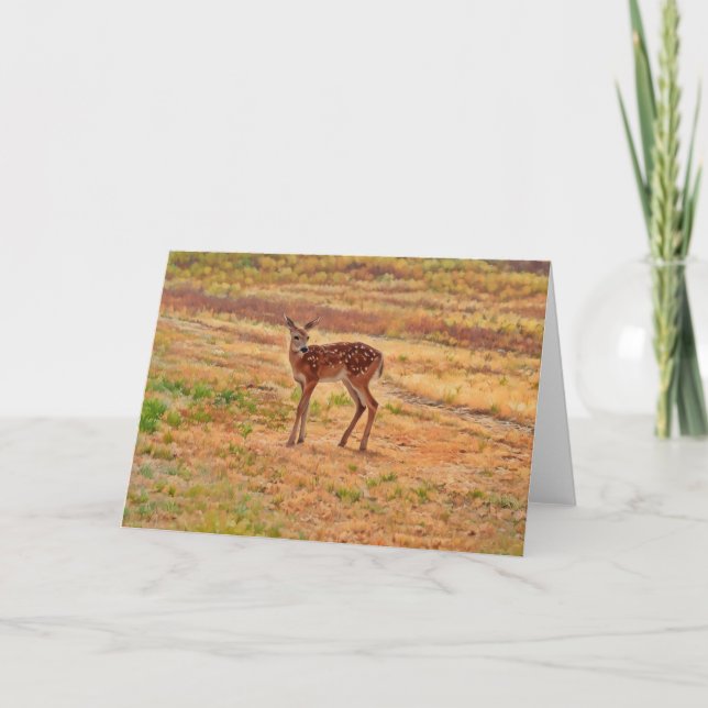 Baby Deer Fawn Wild Animal Art Note Card Karte (Vorderseite)
