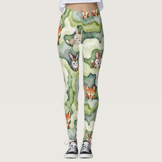 Baby Deer Foxes Rabbits Woodland Camouflage Leggings