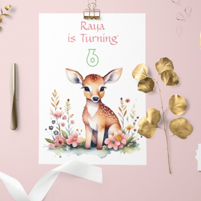 Baby Deer in Blume Girl's Birthday Party Einladung (Von Creator hochgeladen)