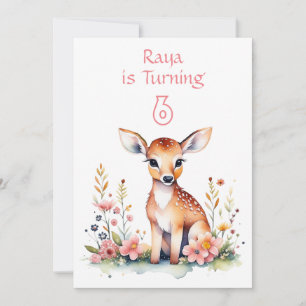 Baby Deer in Blume Girl's Birthday Party Einladung