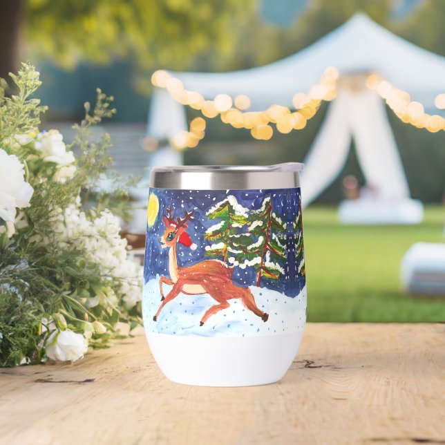 Baby Deer in Weihnachtsmannmütze "Kunst von Kinder (Hochzeit)