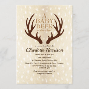 Baby Deer Light Fawn Fur & Antlers Baby Dusche Einladung