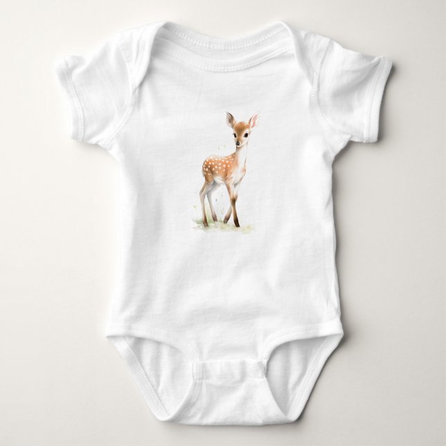 Baby Deer, Niedliches Baby Duschgeschenk Strampler (Vorderseite)