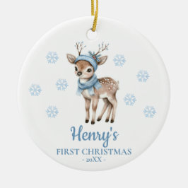 Baby Deer Personalized Baby's First Christmas Keramik Ornament