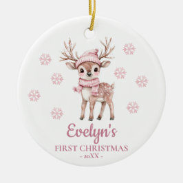 Baby Deer Personalized Girl's First Christmas Keramik Ornament