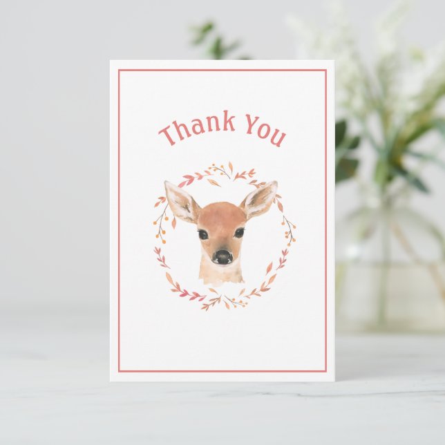 Baby Deer Simple Rustic Danke Card (Stehend Vorderseite)