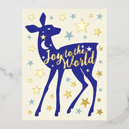 Baby Deer & Stars Freude an der Welt Folien Feiertagspostkarte