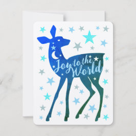 Baby Deer & Stars Joy to the World Flat Feiertagskarte