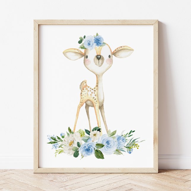 Baby Deer, Waldtiere, Boho, Blume Fotodruck (Von Creator hochgeladen)