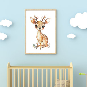 Baby Deer Watercolor Kinderzimmer Print digital Poster