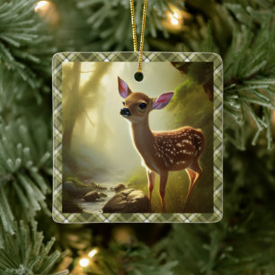 Baby Deer Wildlife Portrait Personalisiert Keramikornament