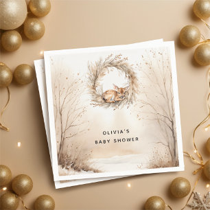 Baby Deer Winter Beige Babydusche Serviette