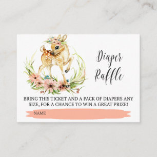 Baby Deer with Greenery Diaper Raffle Ticket Begleitkarte