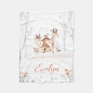 Baby Deer Woodland Blanket | 30 x 40 Fleece