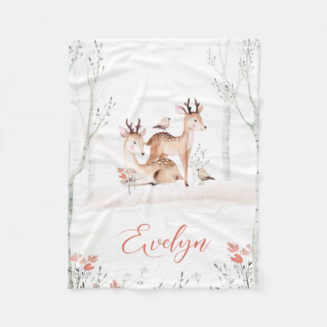 Baby Deer Woodland Blanket | 30 x 40 Fleece (Vorderseite)